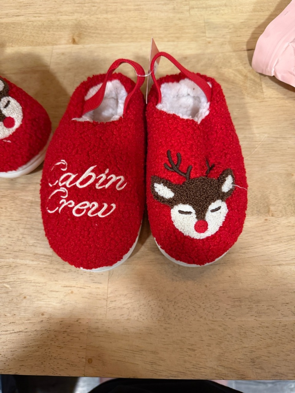 Target Red Sherpa Lined Holiday Slippers(6)